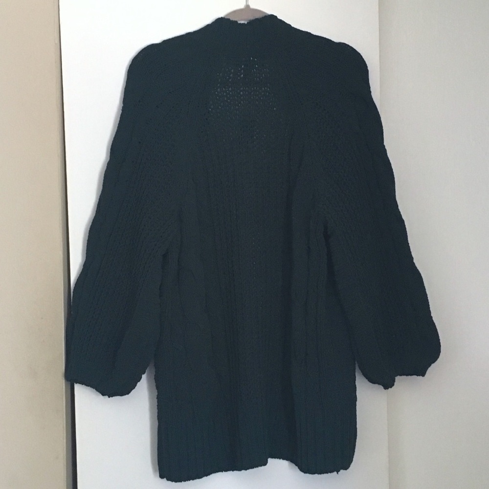 Express Green Cable Knit Cardigan - Picture 3 of 7